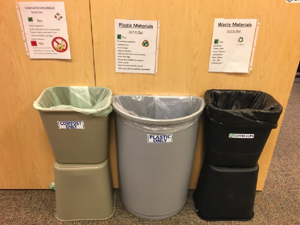 A waste recycling and compost station